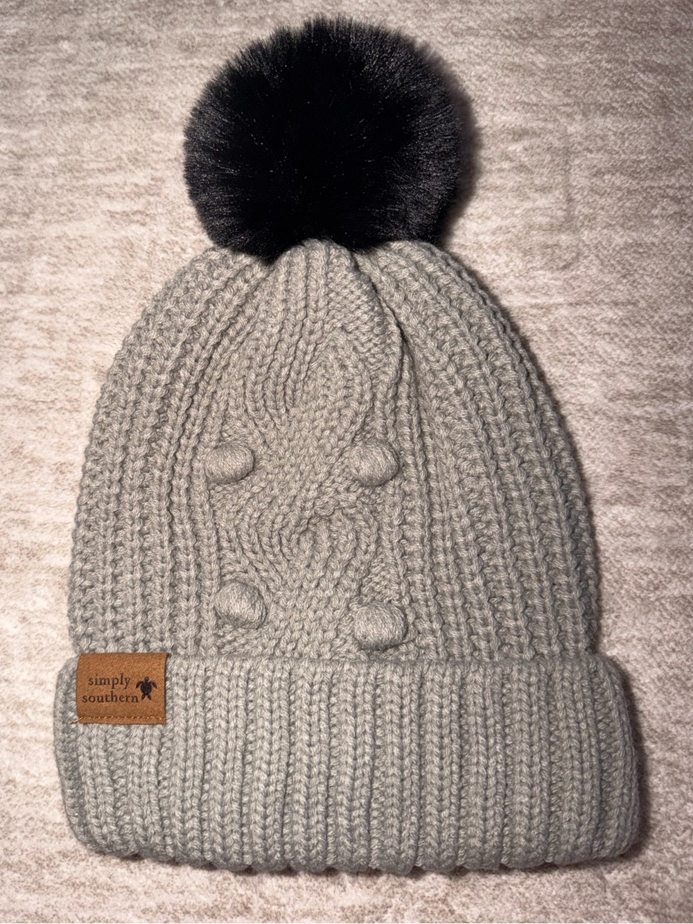 Women’s Simply Southern Grey Knitted Puff Beanie